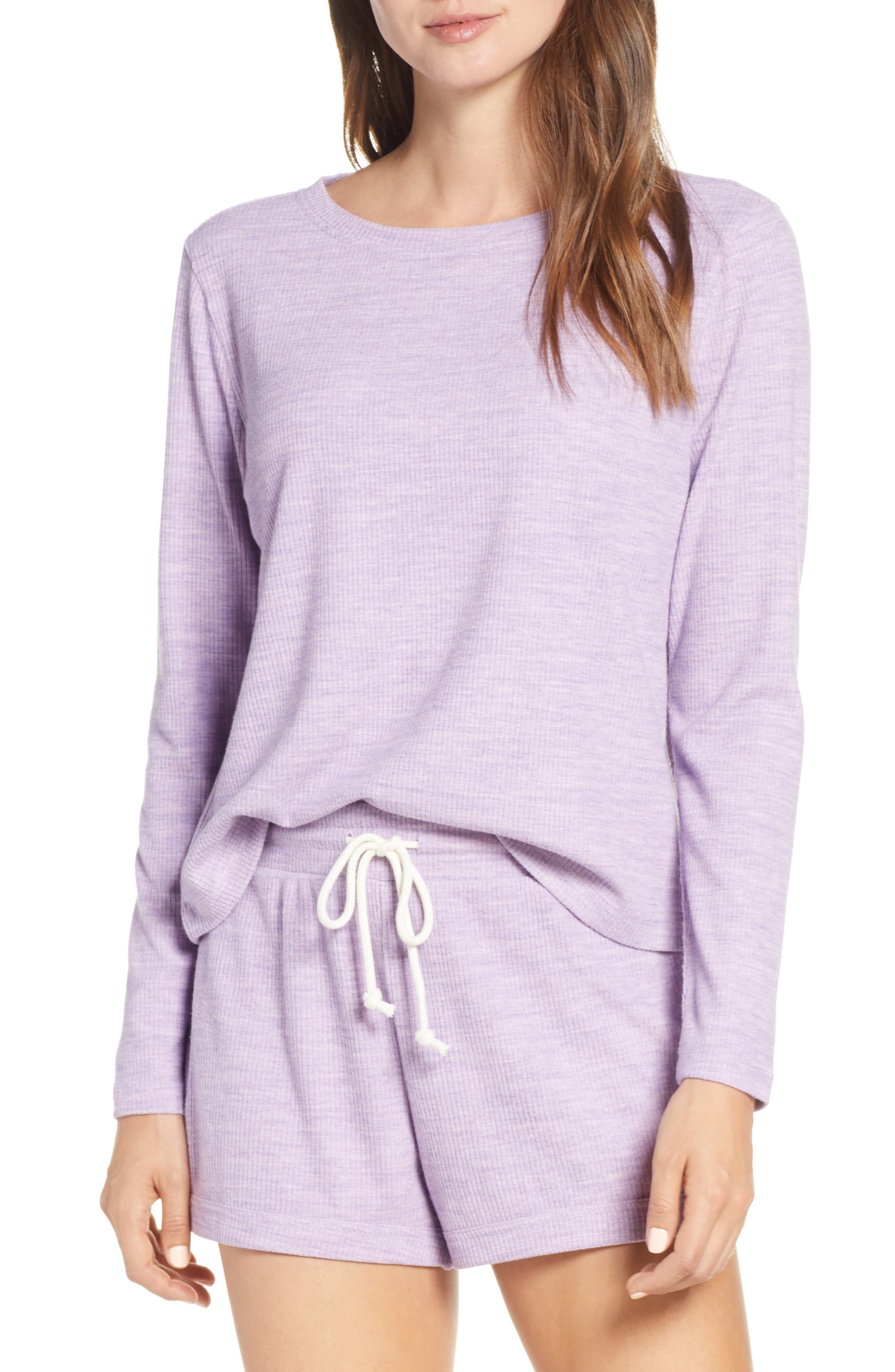 Something Navy Ribbed Pajama Top, Purple (Nordstrom Exclusive)