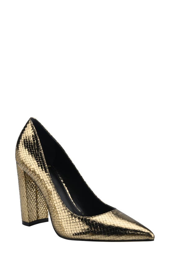 Marc Fisher Ltd Abilene Pointed Toe Pump In Gold Embossed Leather