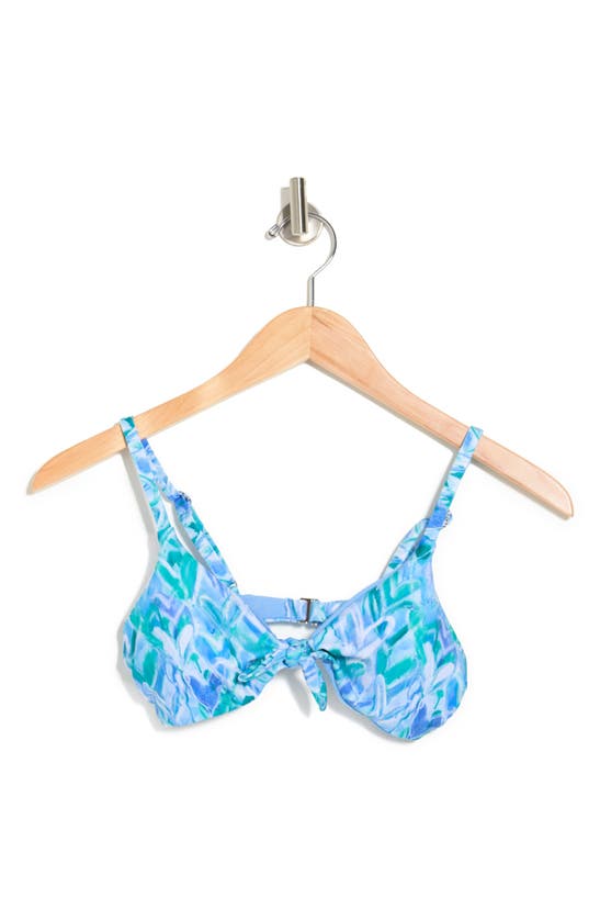 Splendid Tie-front Halter Bikini Top In Blue