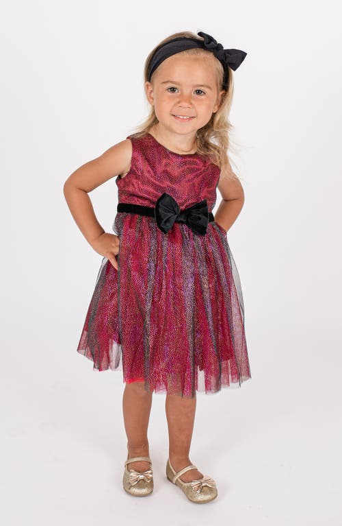 Popatu Velvet Bow Tulle Dress in Burgundy 