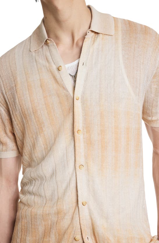 Shop John Varvatos Santiago Short Sleeve Button-up Sweater In Melon