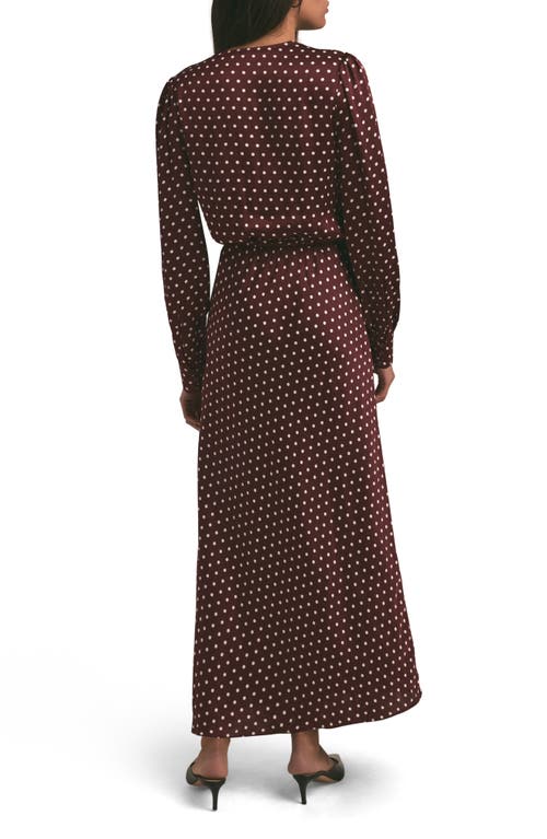 Shop Favorite Daughter The Nita Long Sleeve Satin Maxi Dress In Sangria Ditsy Dot