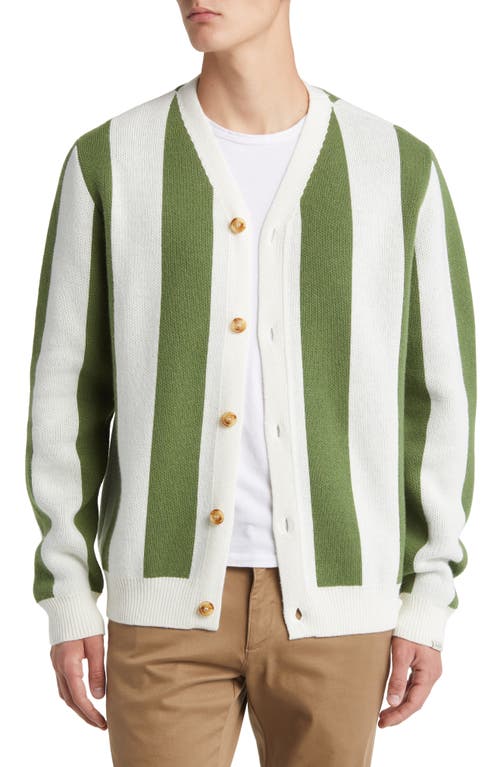 FORET Sprout Stripe Cardigan Sweater in Willow