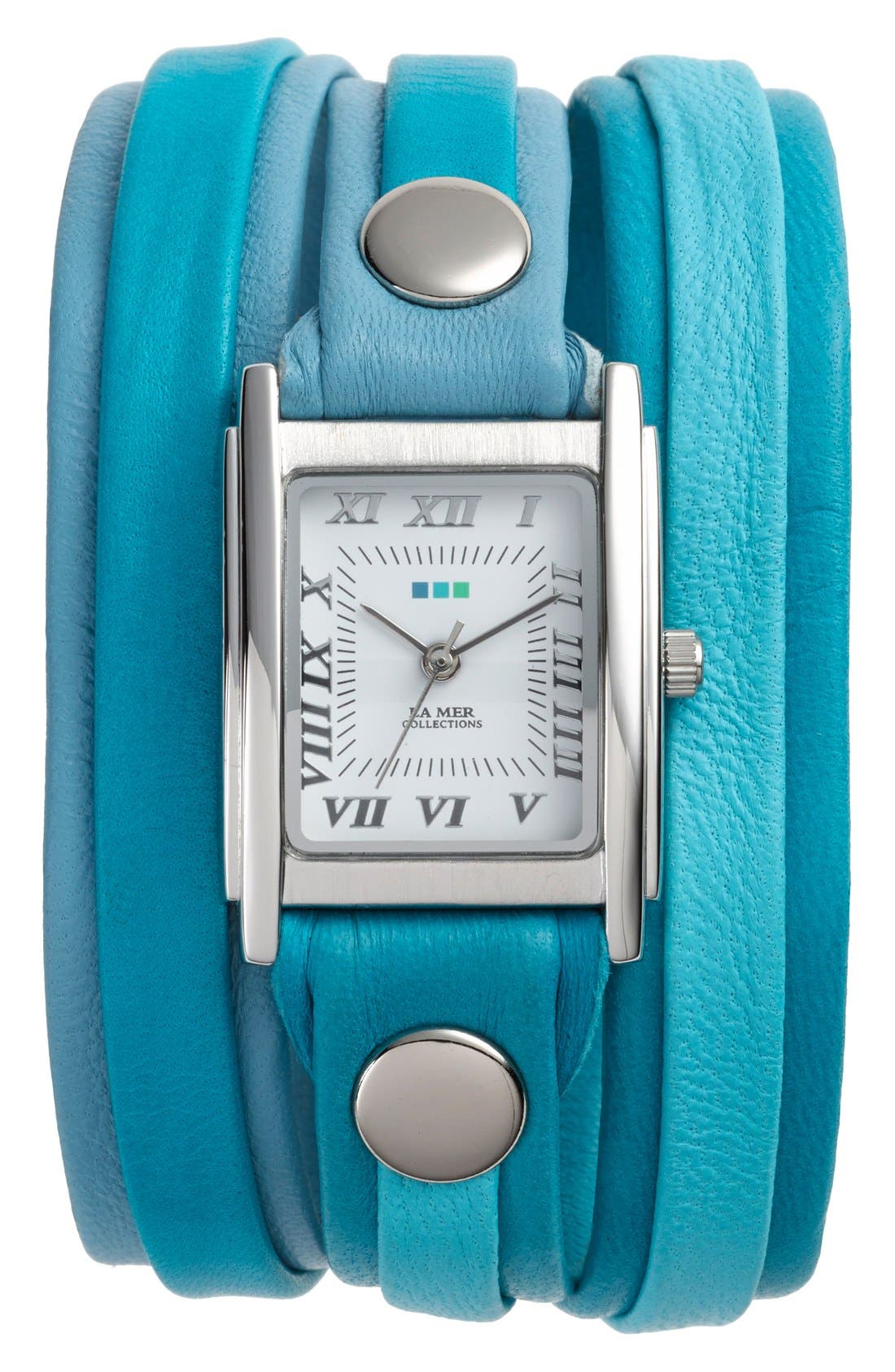 La Mer Collections Mixed Leather Wrap Watch, 22mm Nordstrom