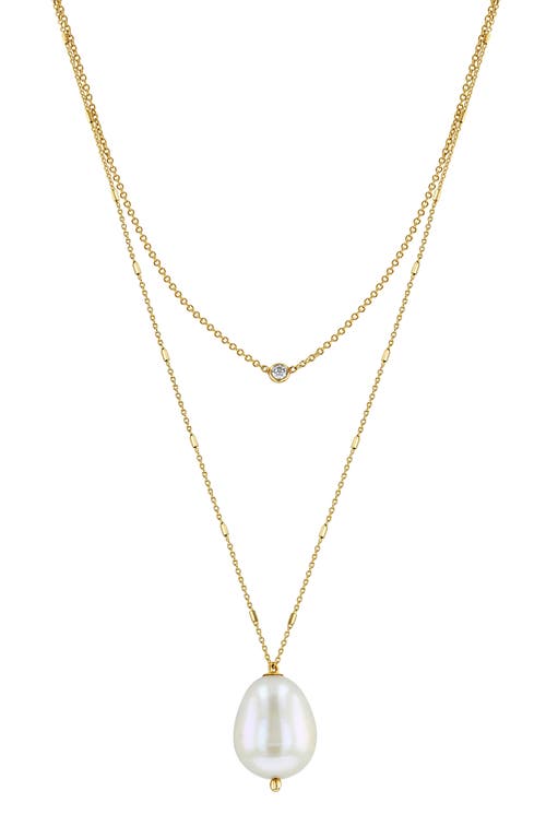 Zoë Chicco Cultured Pearl & Diamond Double Chain Pendant Necklace in 14Kyg at Nordstrom, Size 20