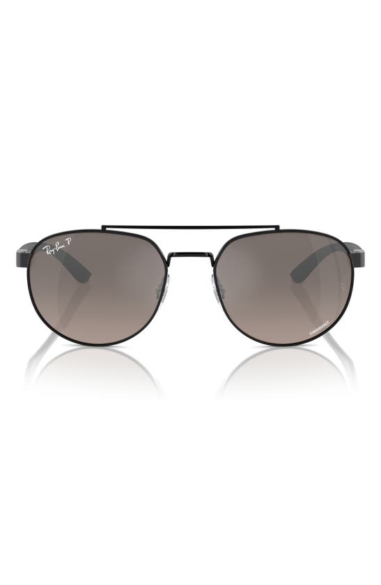 Ray Ban 56mm Polarized Irregular Sunglasses In Black