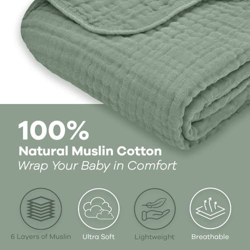 Comfy Cubs Muslin Baby Blanket In Fern
