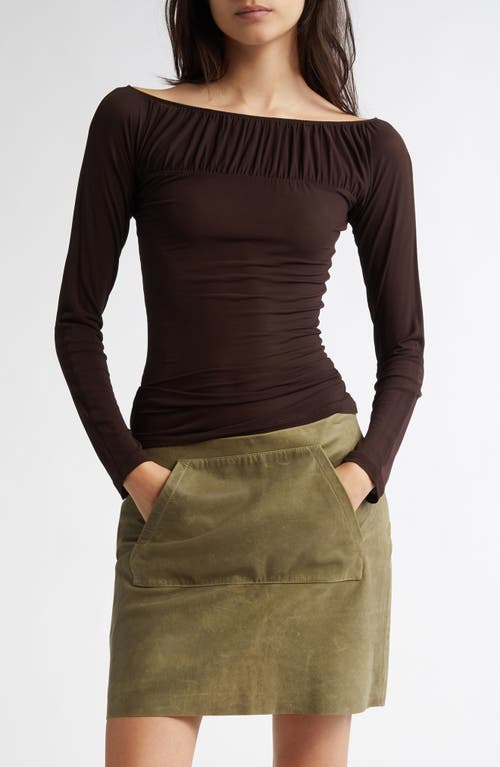 Shop Paloma Wool Azucar Shirred Bateau Neck Knit Top In Brown