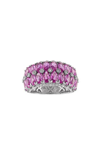 Fzn Lab-created Sapphire Triple Row Ring In Purple