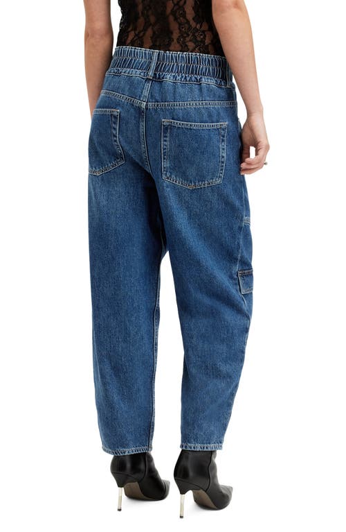 Shop Allsaints Hailey High Waist Straight Leg Cargo Jeans In Mid Indigo