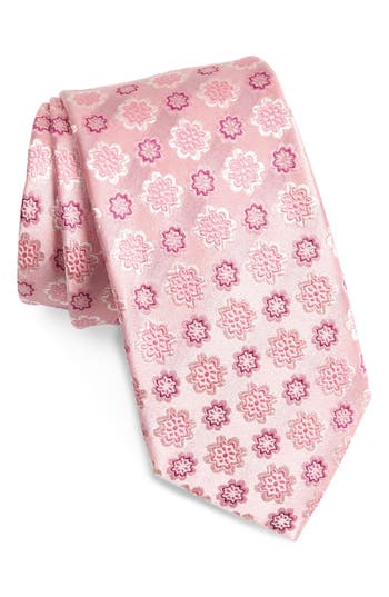 Duchamp Silk Medallion Tie In Pink