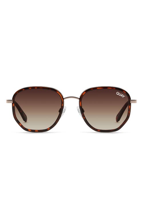 Quay Australia Big Time Remixed 46mm Gradient Square Sunglasses in Tort Gold /Brown