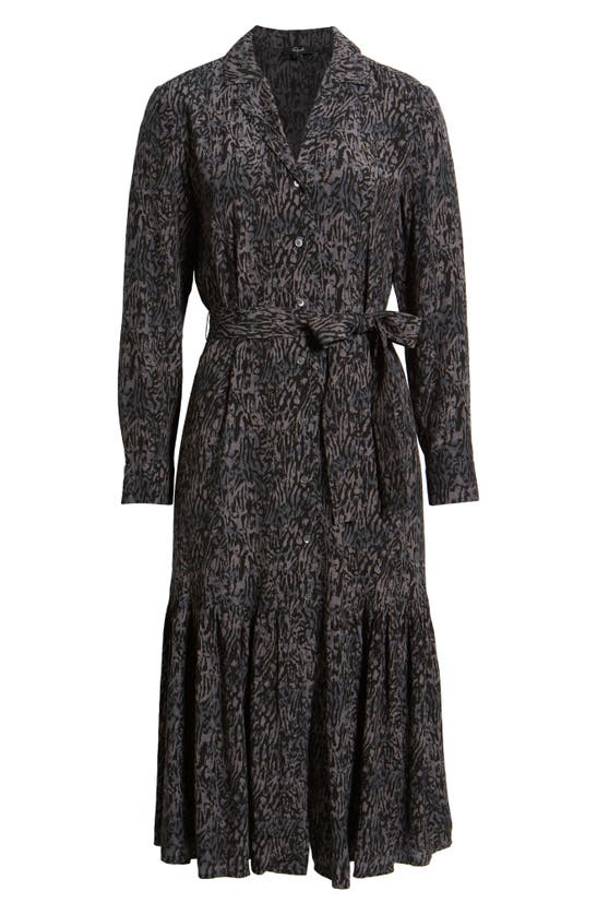 Rails Beatrice Long Sleeve Midi Shirtdress In Charcoal Abstract Animal