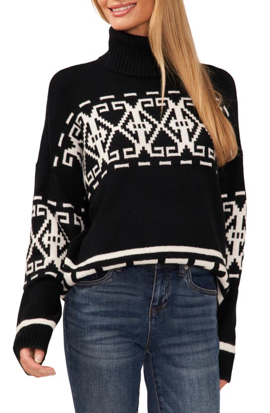 CECE FAIR ISLE TURTLENECK SWEATER