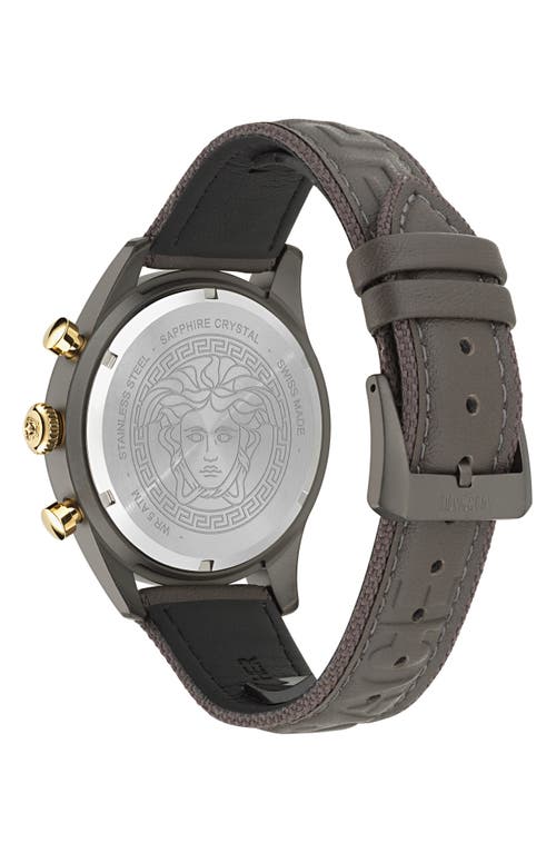 Shop Versace Master Chronograph Leather Strap Watch, 44mm In Ip Gunmetal