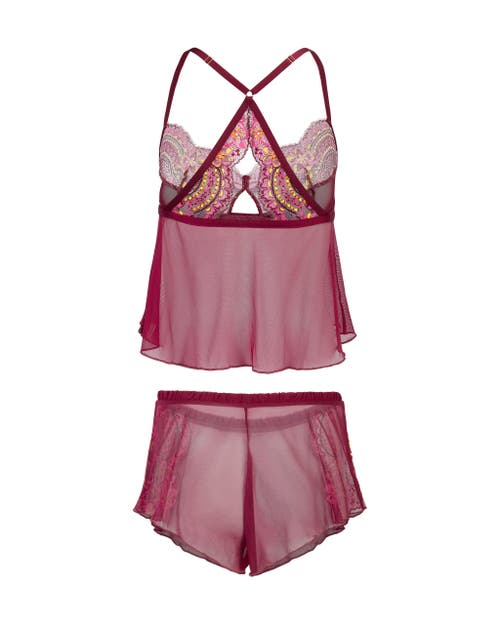 Shop Adore Me Blake Camisole & Shorts Set Lingerie In Floral Red