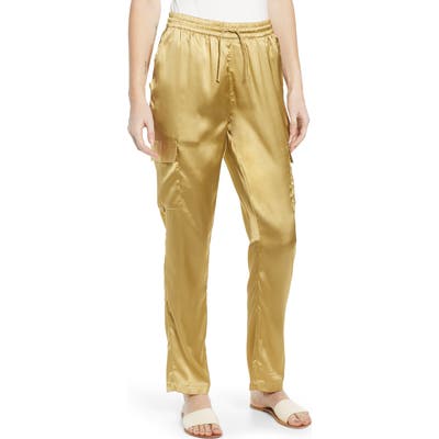Noisy May Satin Cargo Pants, Beige