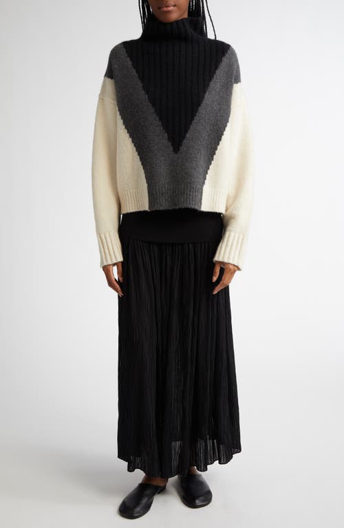 Shop Proenza Schouler Alma Intarsia Cashmere Blend Turtleneck Sweater In Ecru Multi