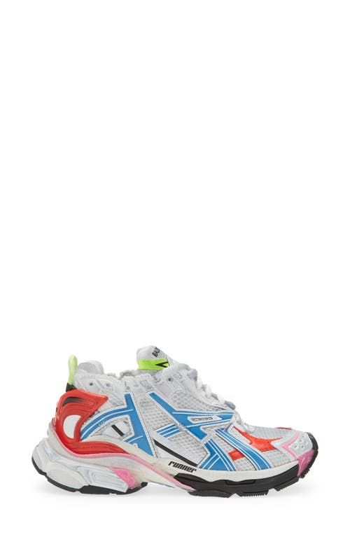 Shop Balenciaga Runner Sneaker In White/red/blue