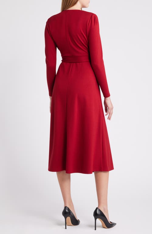 Shop Anne Klein Serenity Long Sleeve Faux Wrap Dress In Titian Red