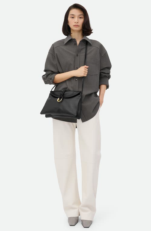 Bottega Veneta Medium Liberta Leather Shoulder Bag In Black-m Brass