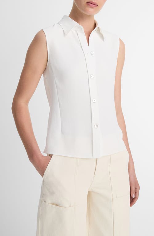 Shop Vince Sleeveless Button-up Shirt In Off White