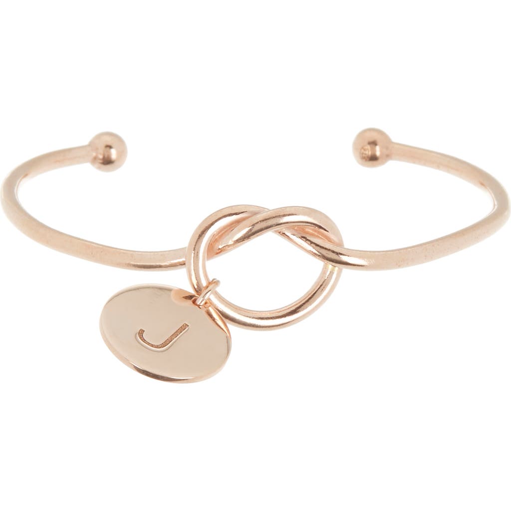 Meshmerise Love Knot Initial Bracelet In Rose-j