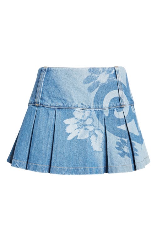 Print Denim Miniskirt in Blue Denim