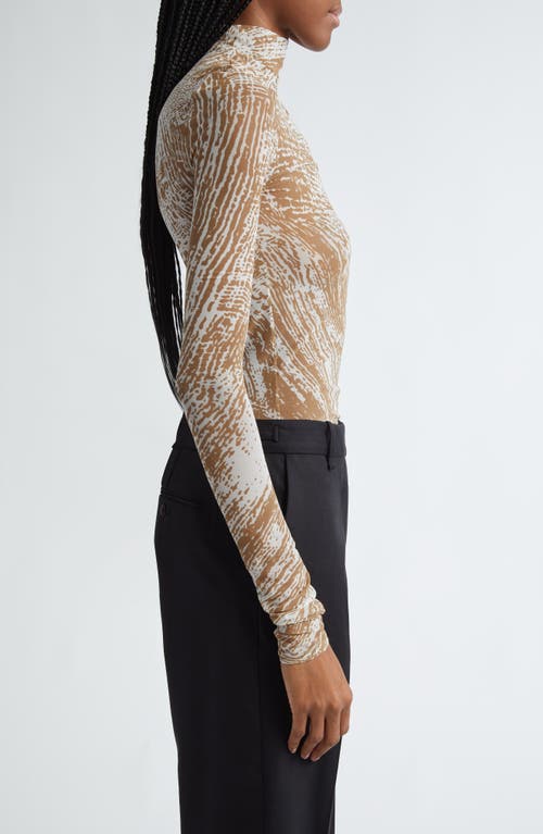Shop Proenza Schouler Rio Mock Neck Long Sleeve Tulle Top In Wood