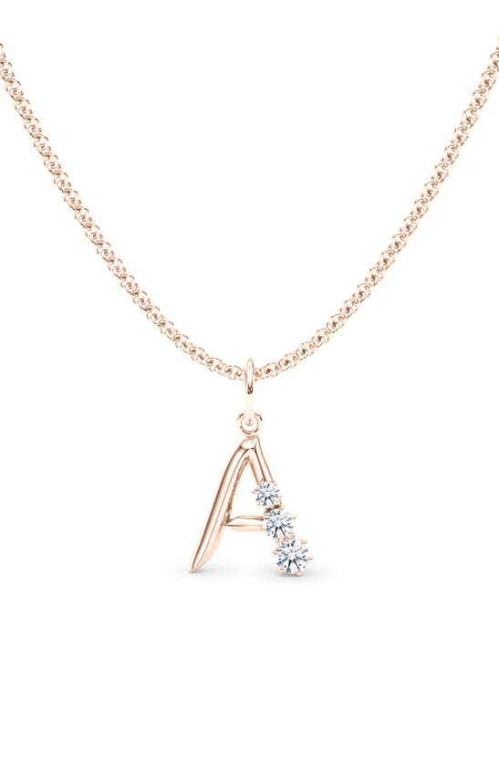 Hautecarat Graduated Lab-created Diamond Initial Letter Pendant Necklace In A - 18k Rose Gold