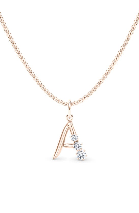 Hautecarat Graduated Lab-created Diamond Initial Letter Pendant Necklace In A - 18k Rose Gold