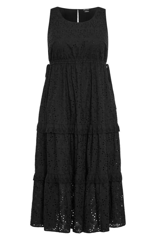 Shop City Chic Bridie Eyelet Sleeveless Tiered Maxi Dress In Black