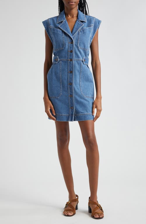 Veronica Beard Jax Sleeveless Denim Minidress In Blue