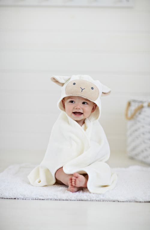 Elegant Baby Terry Velour Hooded Lamb Towel In Lambie