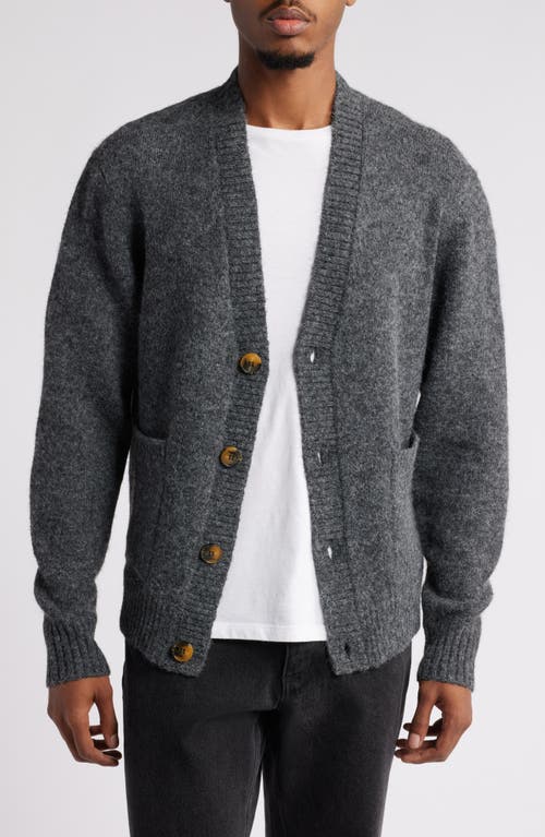 Native Youth V-Neck Cardigan in Dark Grey 