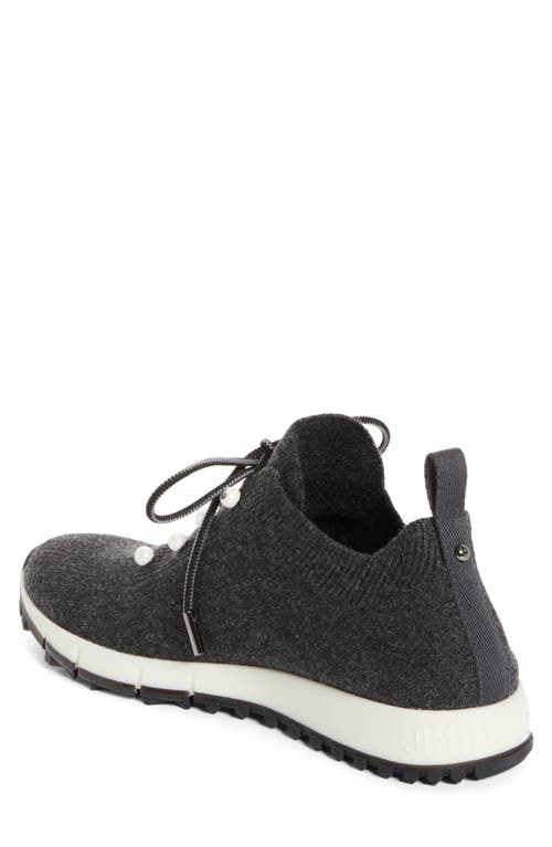 Jimmy Choo Low Top Sneakers With Pearls And Knitted Upper In Black Mix