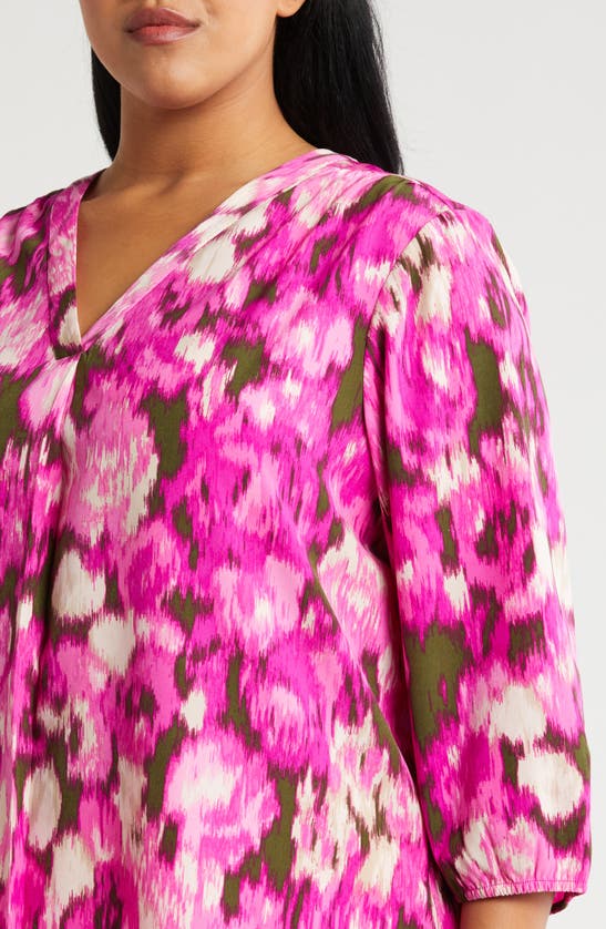 Shop Jones New York Floral Tunic Top In Bright Orchid