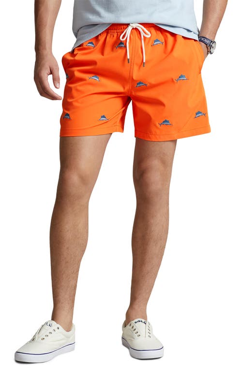 Polo Ralph Lauren Traveler Swim Trunks In Sailing Orange W/aoe