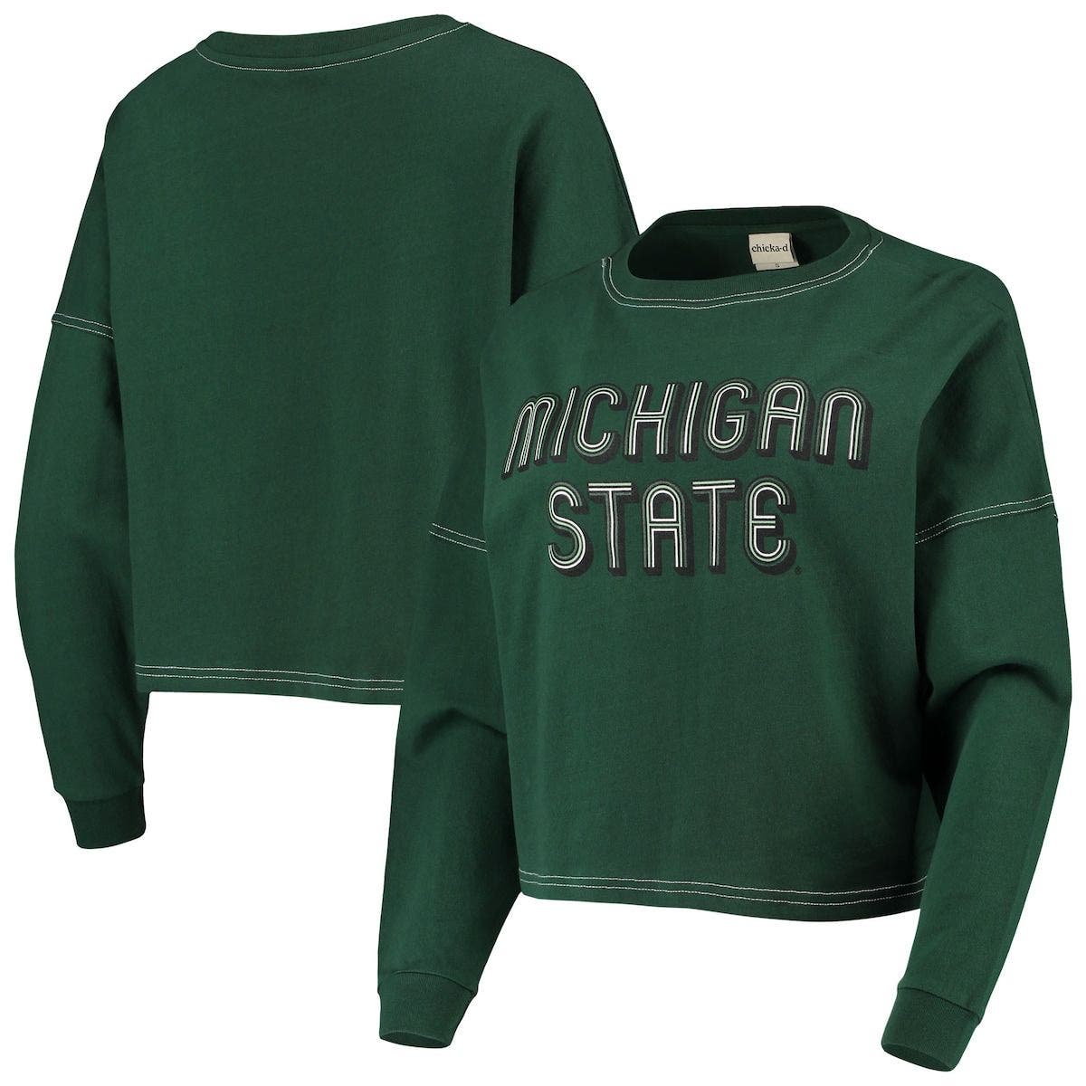 CHICKA-D Women's chicka-d Green Michigan State Spartans Vintage Jersey Boxy Big Long Sleeve T-Shirt at Nordstrom