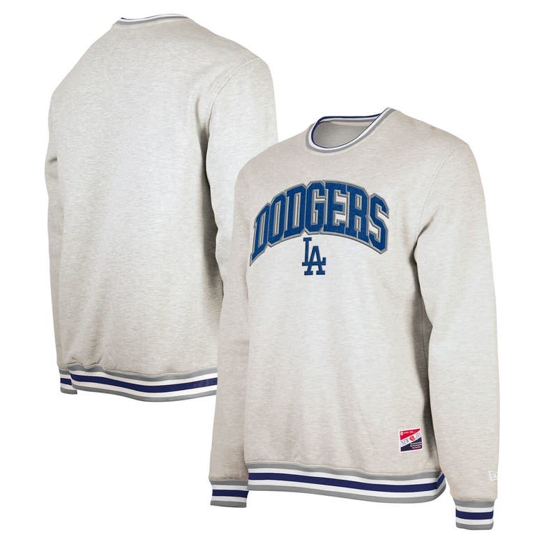 New Era Heather Gray Los Angeles Dodgers Throwback Classic Pullover Sweatshirt