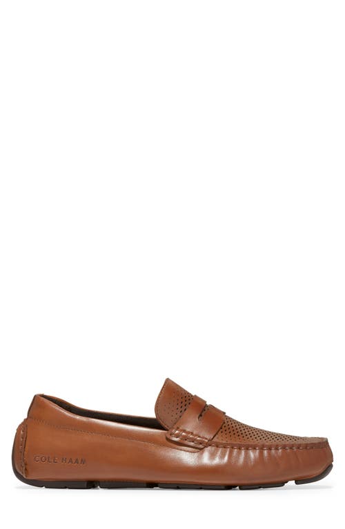 Shop Cole Haan Grand Laser Driving Penny Loafer In British Tan/java