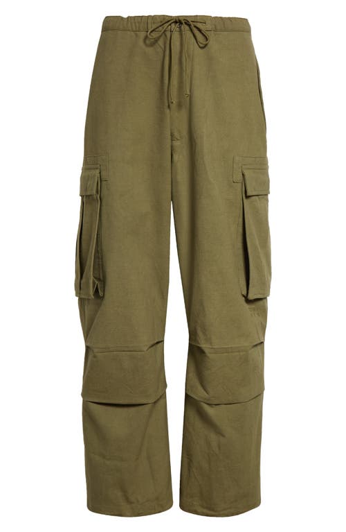 Shop Story Mfg. Peace Organic Cotton Cargo Pants In Olive Slub