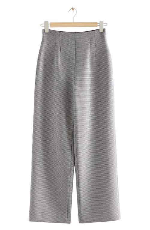 & Other Stories High Waist Wide Leg Trousers In Black/white Mini Check