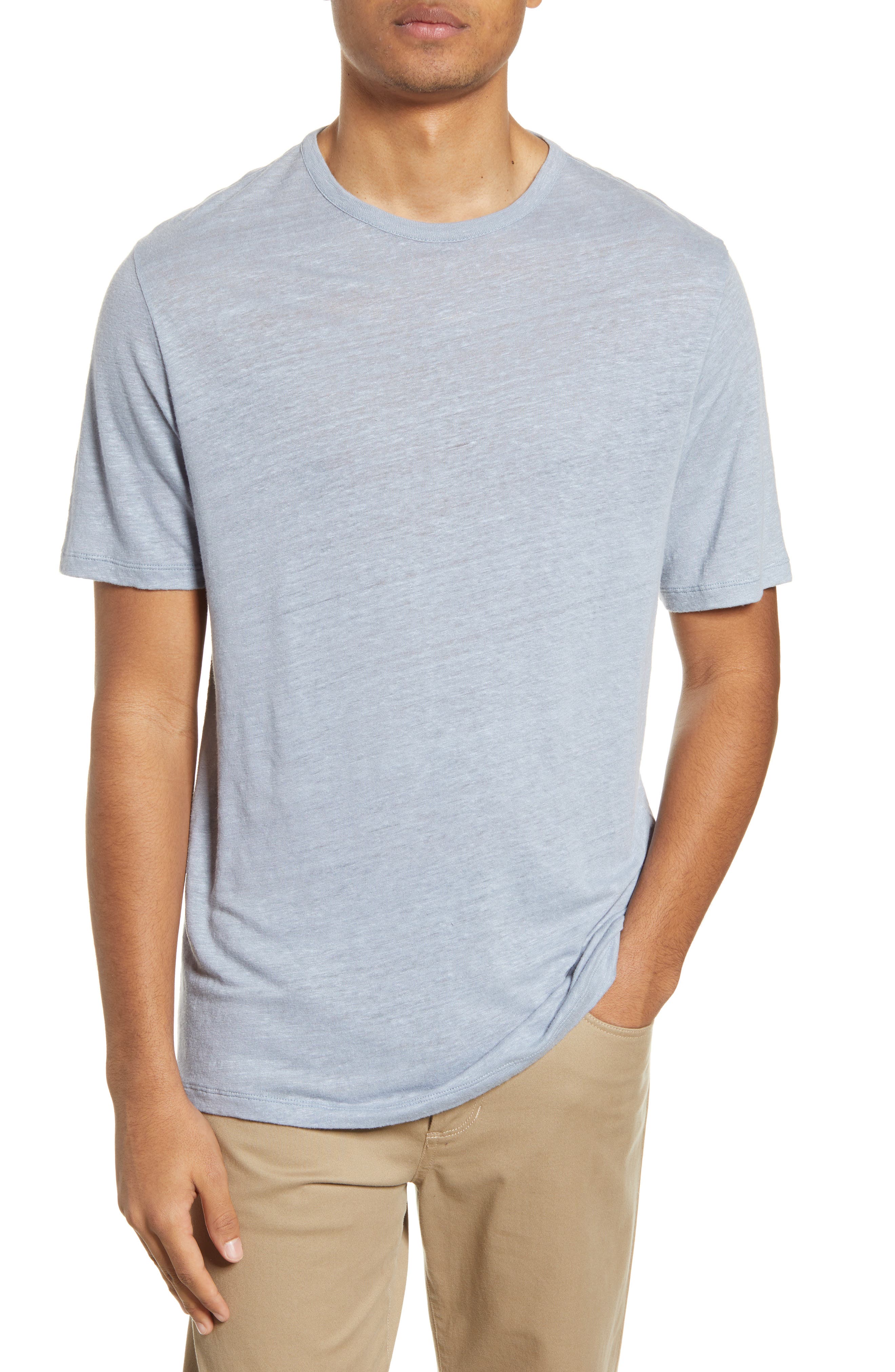 Vince Men's Linen Jersey T-shirt In Morning Blue