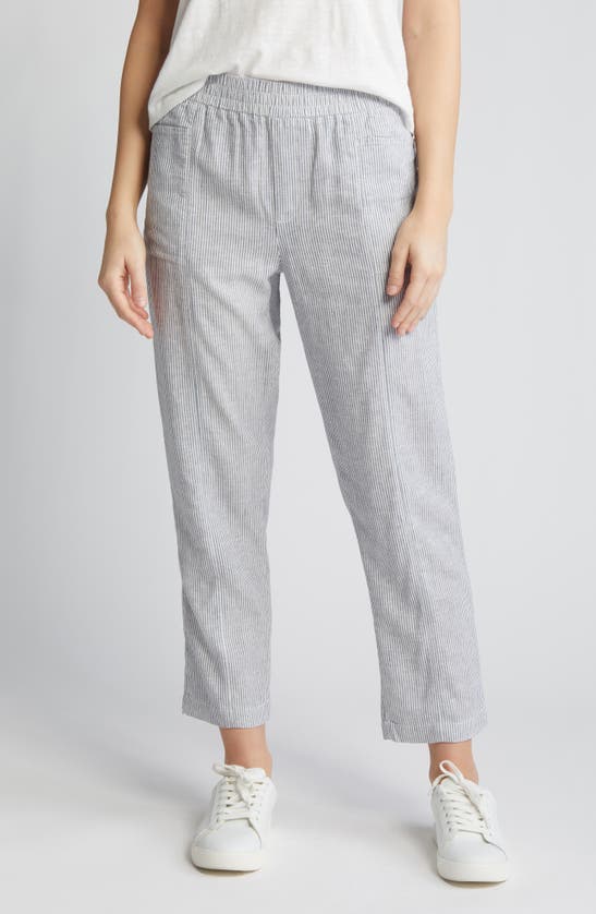 Caslon Pull-on Linen Blend Pants In Blue Vintage Leah Stripe