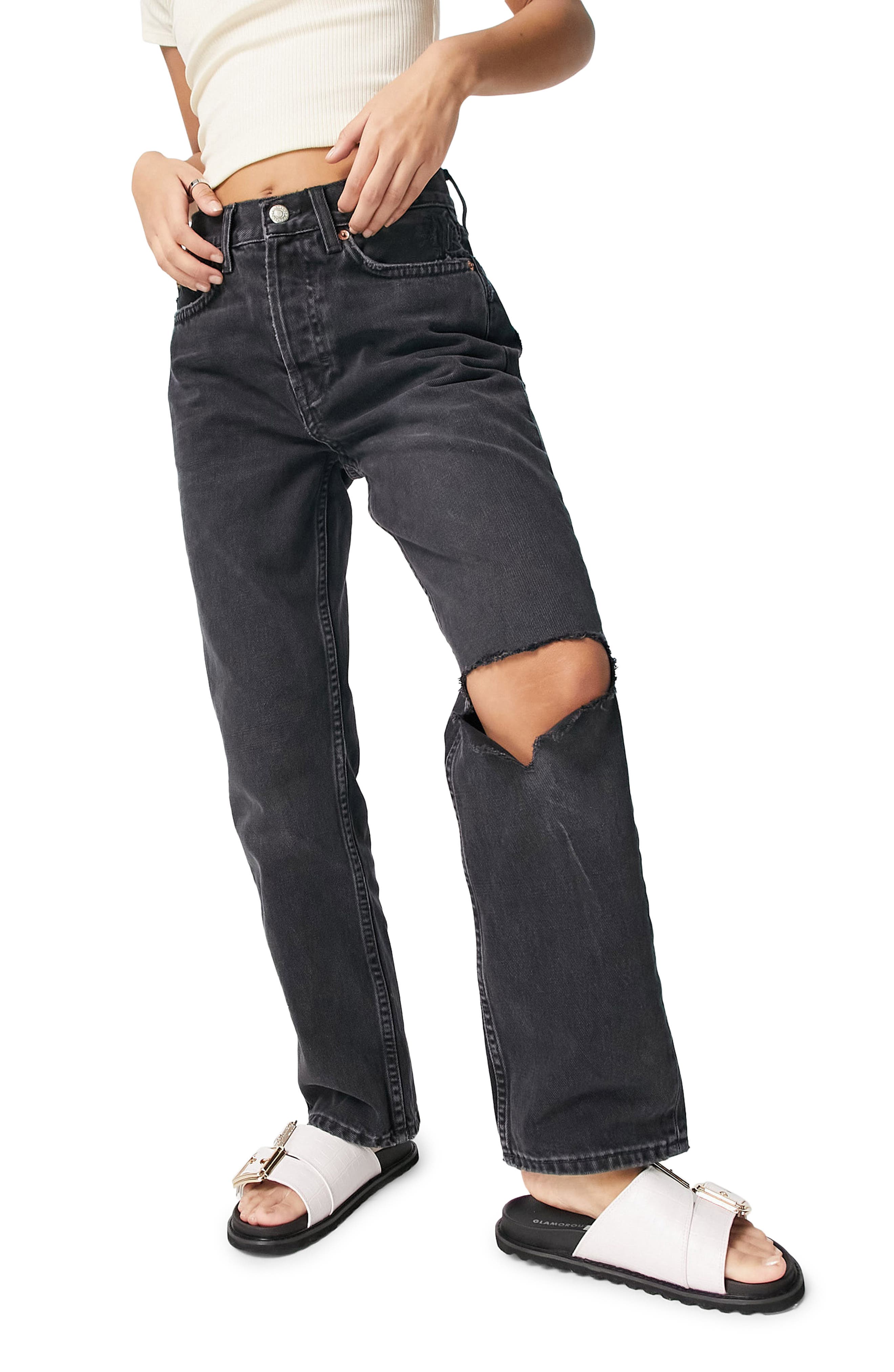 TOPSHOP Ripped Dad Jeans | Nordstromrack
