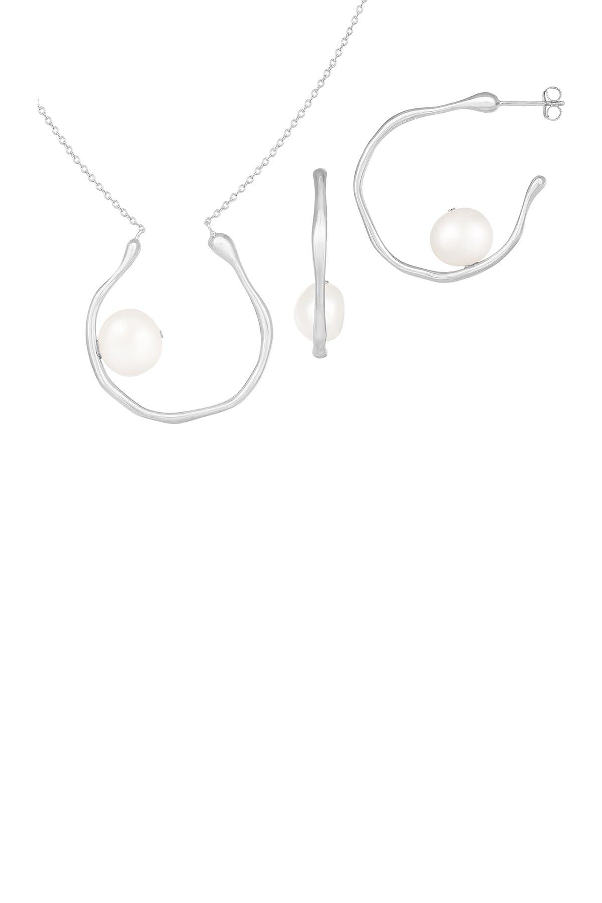 Splendid Pearls 8-8.5mm Freshwater Pearl Earrings & Necklace Set In White