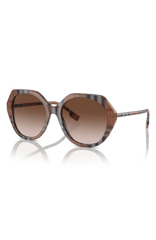 Shop Burberry 55mm Round Sunglasses In Brown Gradient