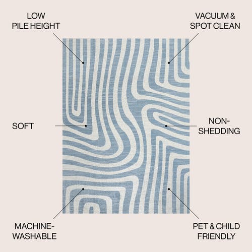 Jonathan Y Maze Abstract Two-tone Low-pile Machine-washable Area Rug In Blue/cream
