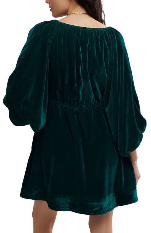 Shop Free People Portia Velvet Babydoll Minidress In Uncut Emerald